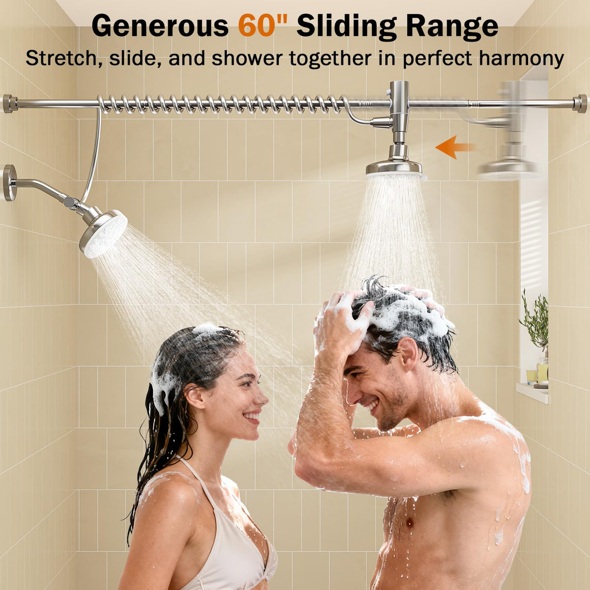 Huytrw high-pressure dual heads deliver strong water flow for two people
