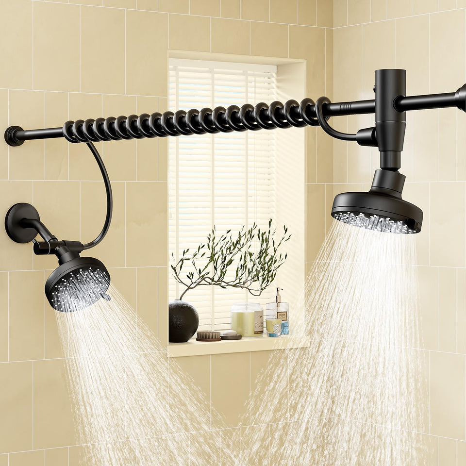Huytrw dual showerhead system offers a spa-like shared shower experience.