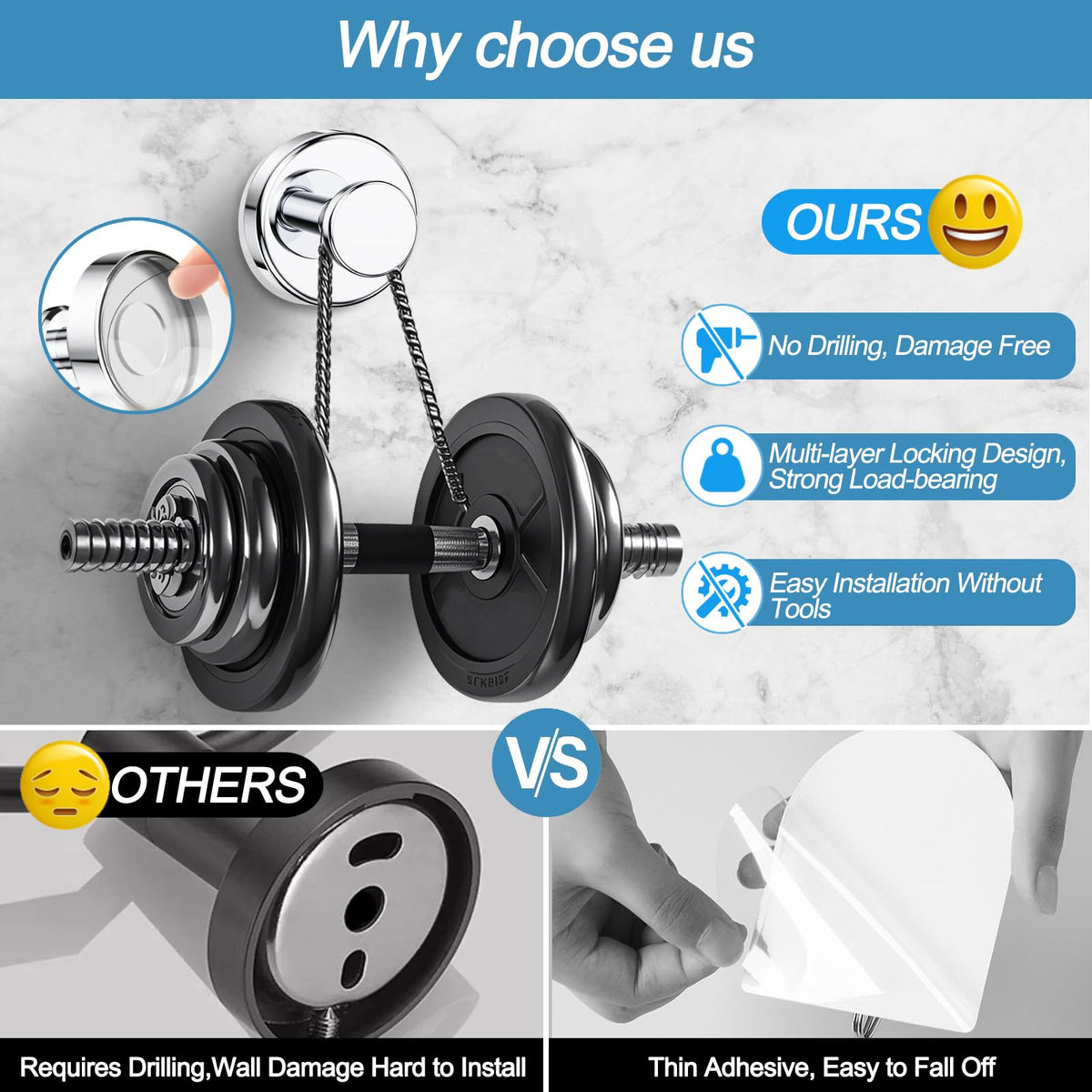 Hviiso no-drill towel hook enables damage-free bathroom setup