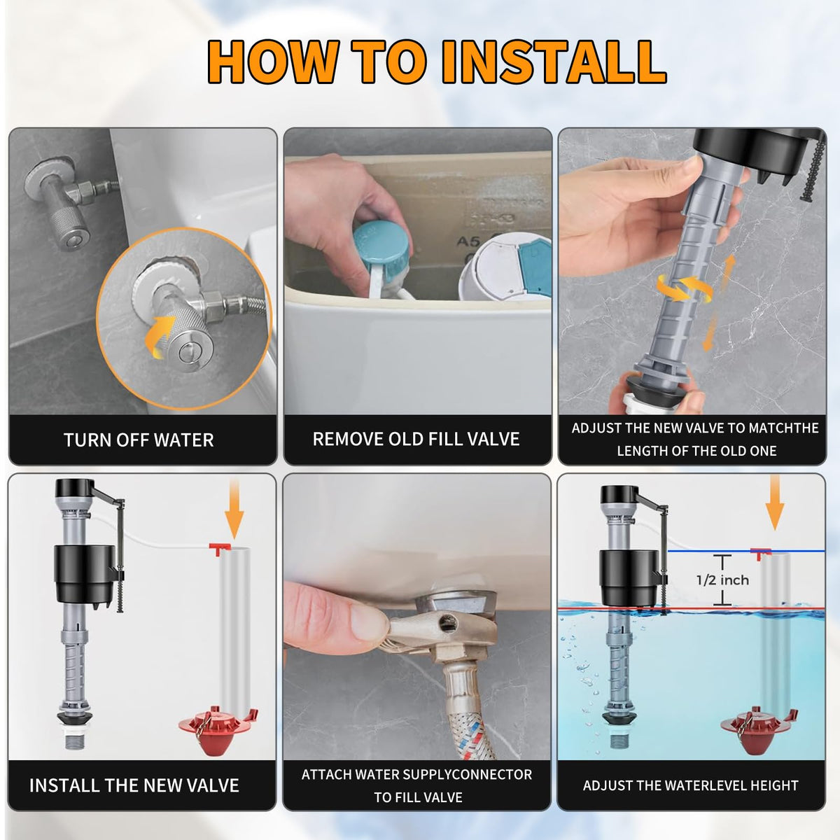 HVJ side-brass flush lever adjustable for durable, corrosion-resistant performance in most tanks.
