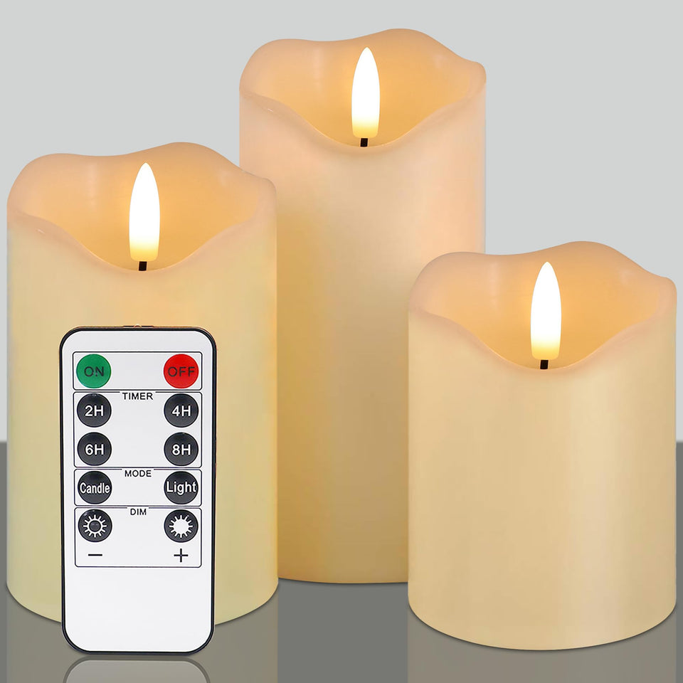 HVOPGEEUAN flickering flameless candles in ivory white for table lighting.