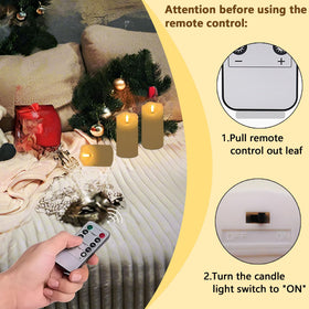 HVOPGEEUAN remote control candles enabling easy brightness and timer adjustments.