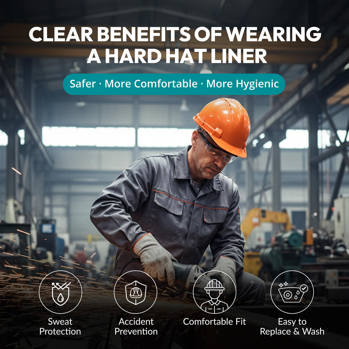 HW GLOBAL hardhat sweatband side view showing adjustable clip