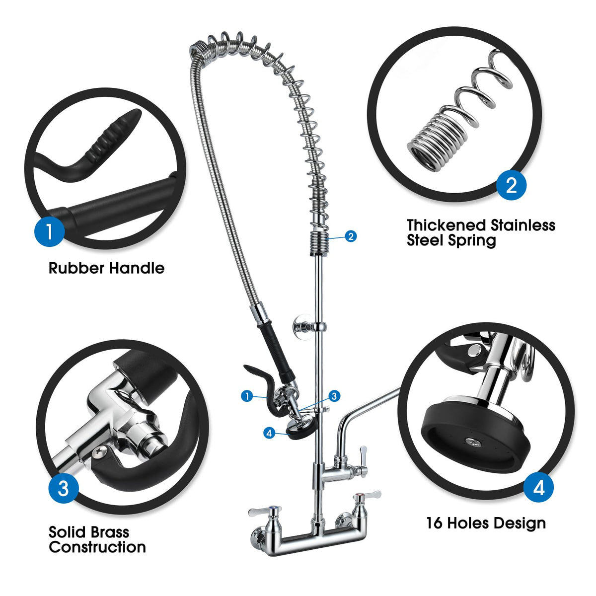Complete HWM sink sprayer assembly with sturdy fittings