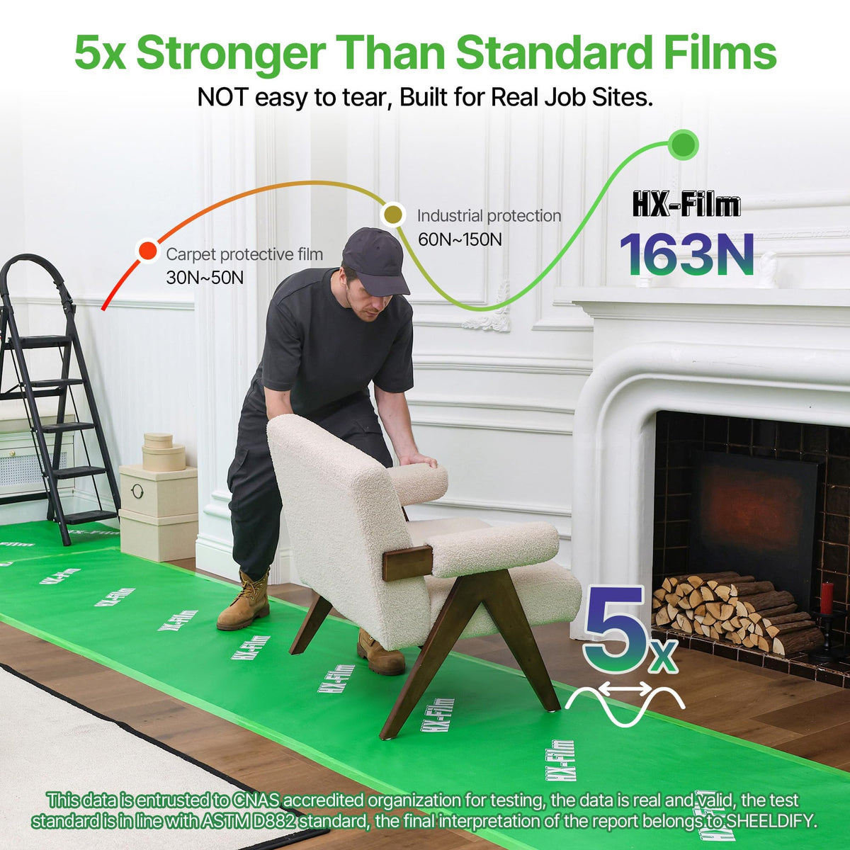 HX-Film breathable cotton backing allows airflow while shielding floors.