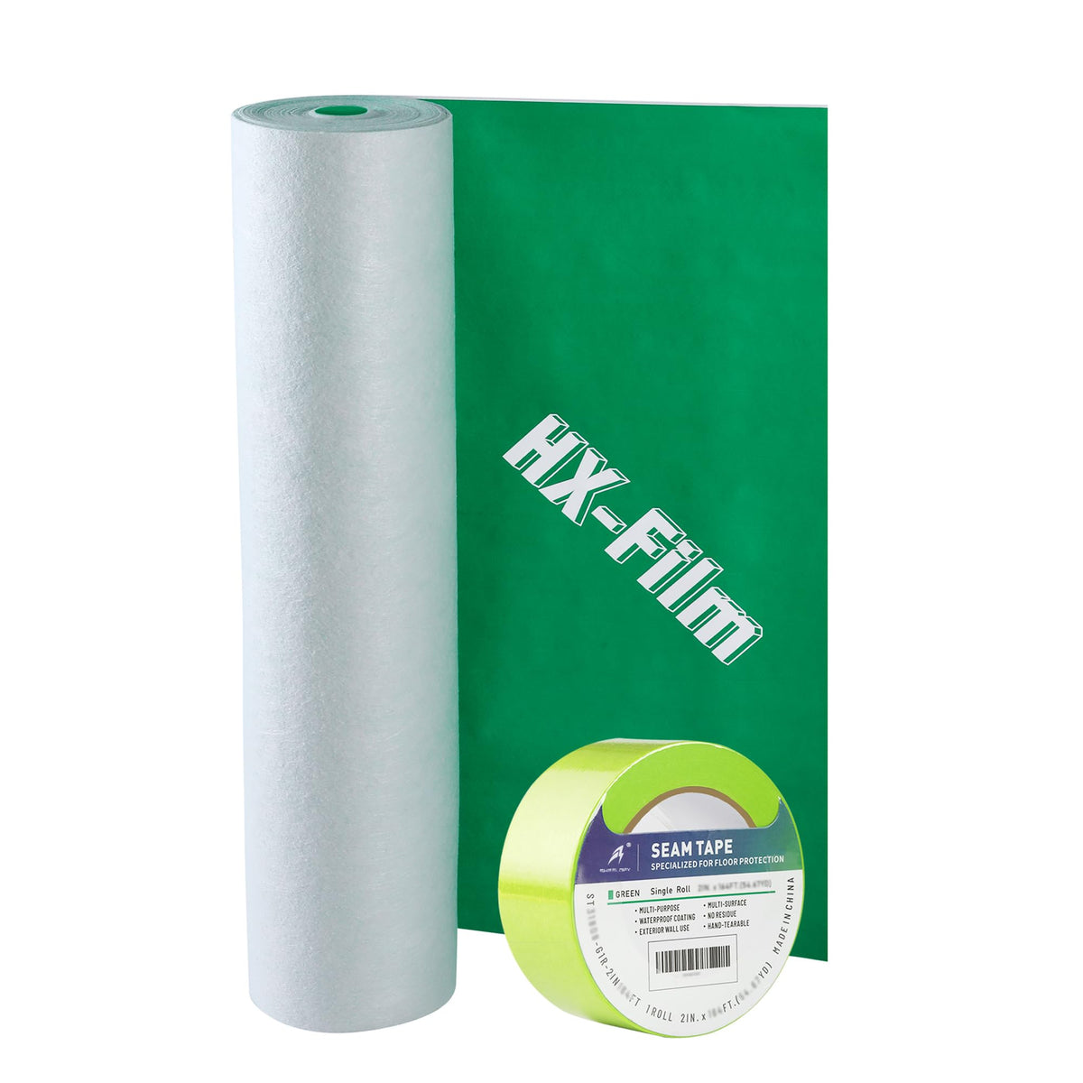 HX-Film floor protection in action guarding a hardwood surface during a remodel.