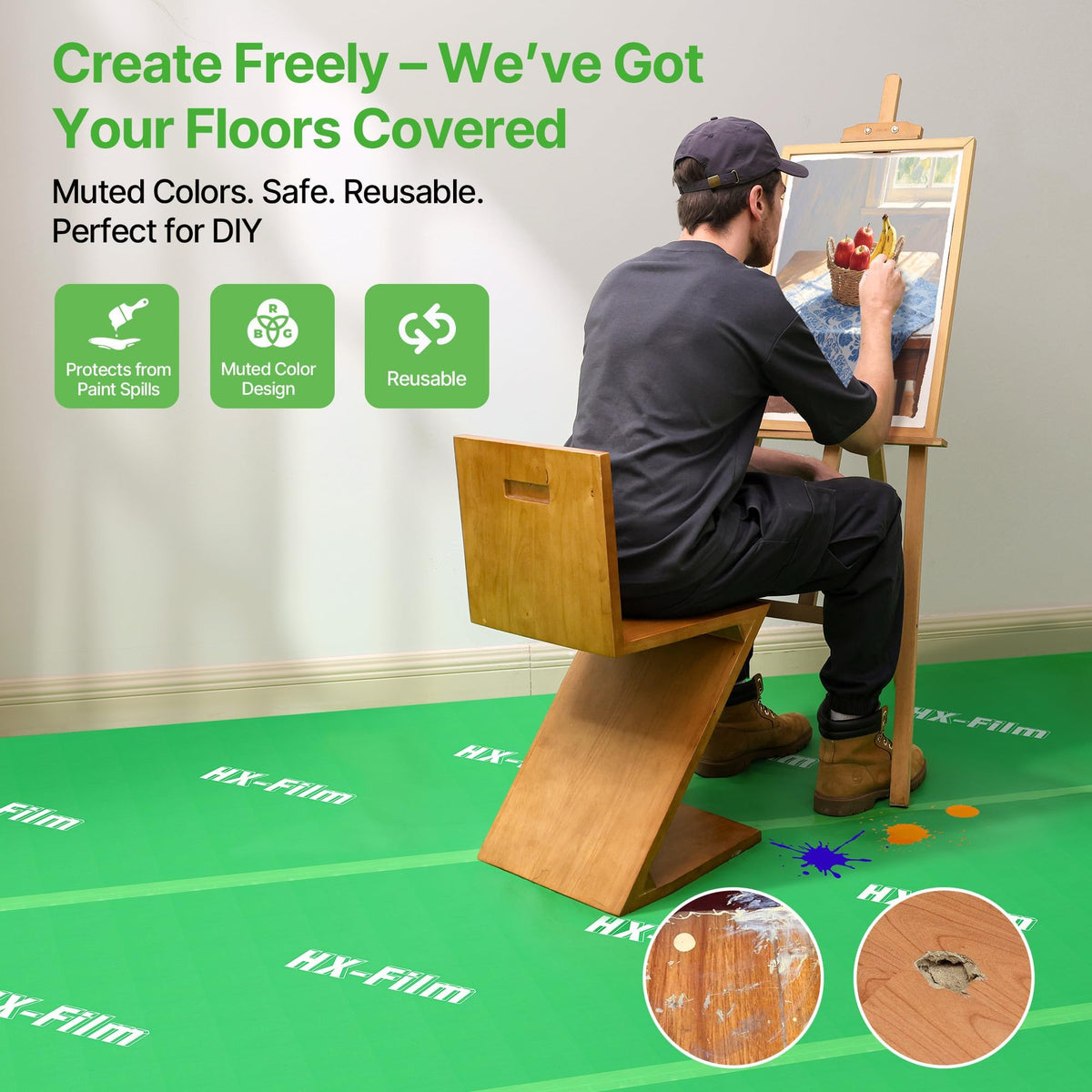 HX-Film residue-free application leaves surfaces clean after removal.