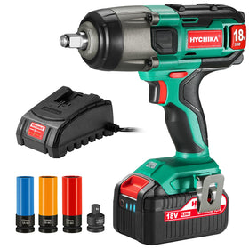 HYCHIKA 18V Max Impact Wrench in action for efficient lug nut removal.