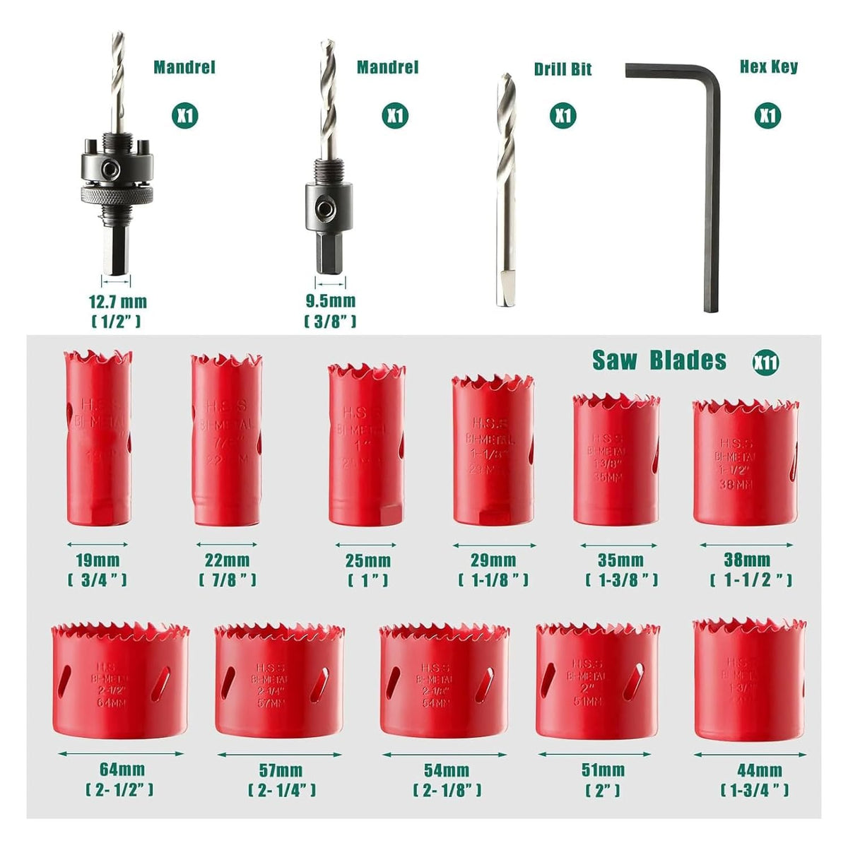 HYCHIKA bi-metal hole saw 22mm for fast, precise metal and wood drilling