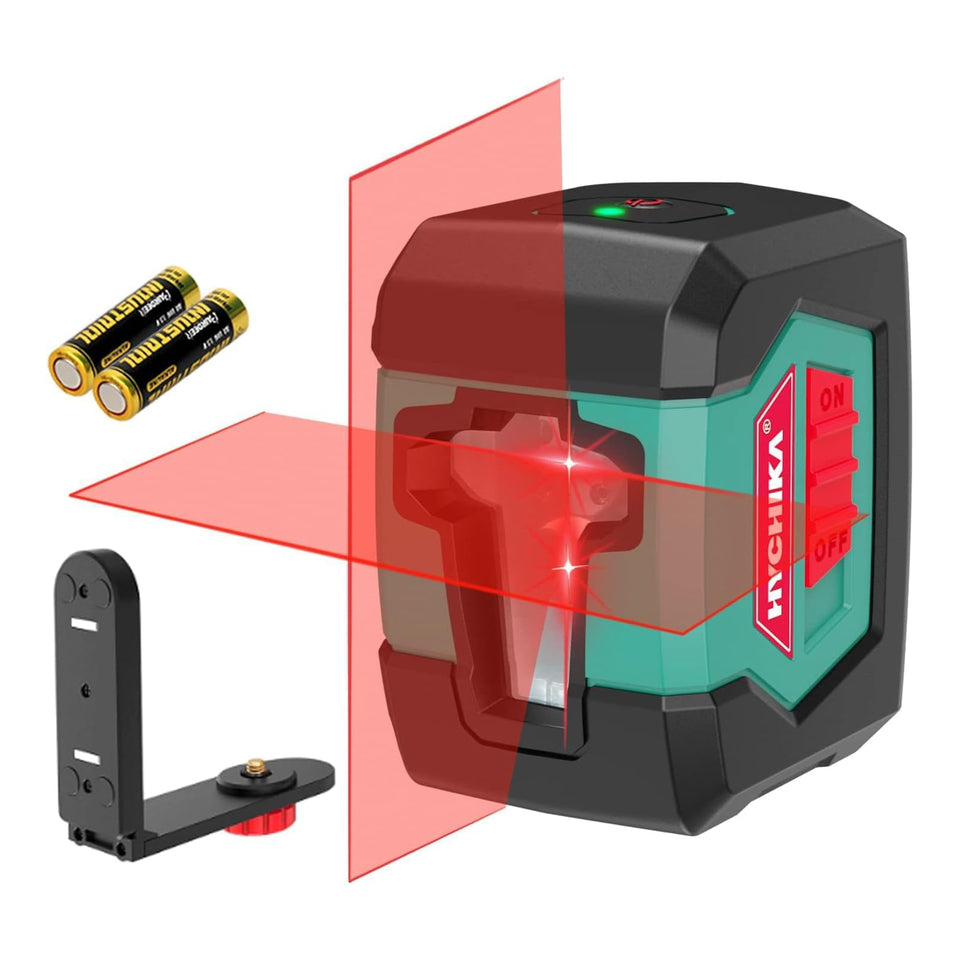 HYCHIKA laser level cross line at 50 feet for precise tile and picture hanging.