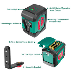 HYCHIKA laser level with magnetic mount enables hands-free alignment on metal surfaces.