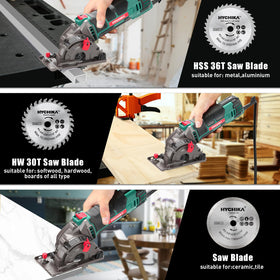 HYCHIKA mini circular saw with heavy gauge base for stability anddurability