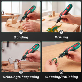 HYCHIKA Mini Cordless Rotary Tool Kit compact design fits small workspaces.