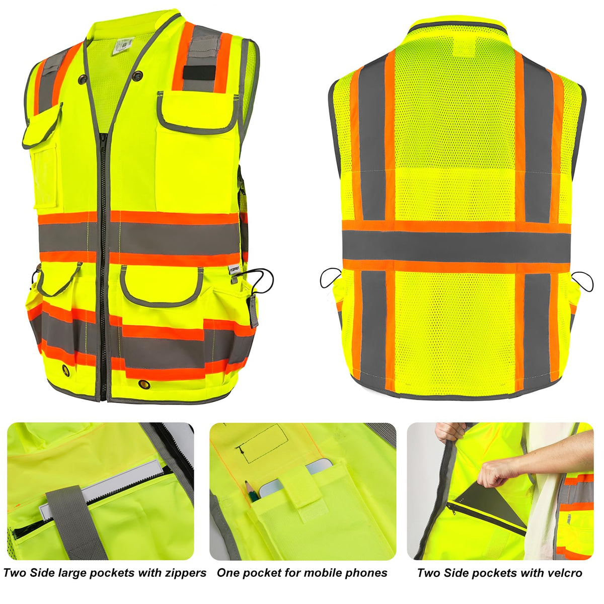 HYCOPROT Reflective Safety Vest back mesh for airflow