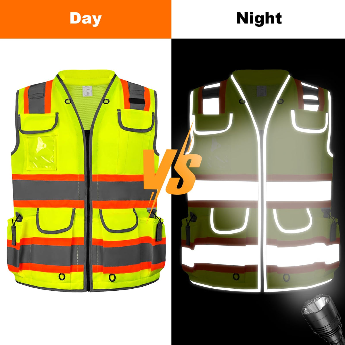 HYCOPROT Reflective Safety Vest versatile pocket layout for tools