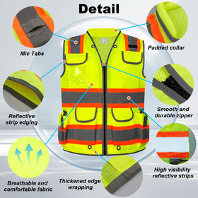 HYCOPROT Reflective Safety Vest reflective strips on shoulders and waist