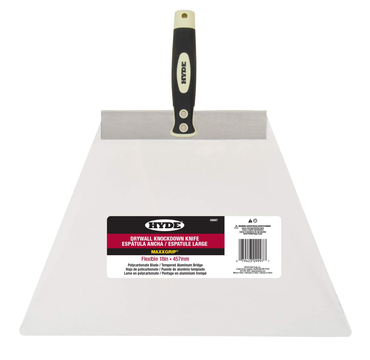 Hyde 09997 acrylic knockdown knife with clear blade for smooth texture finishing