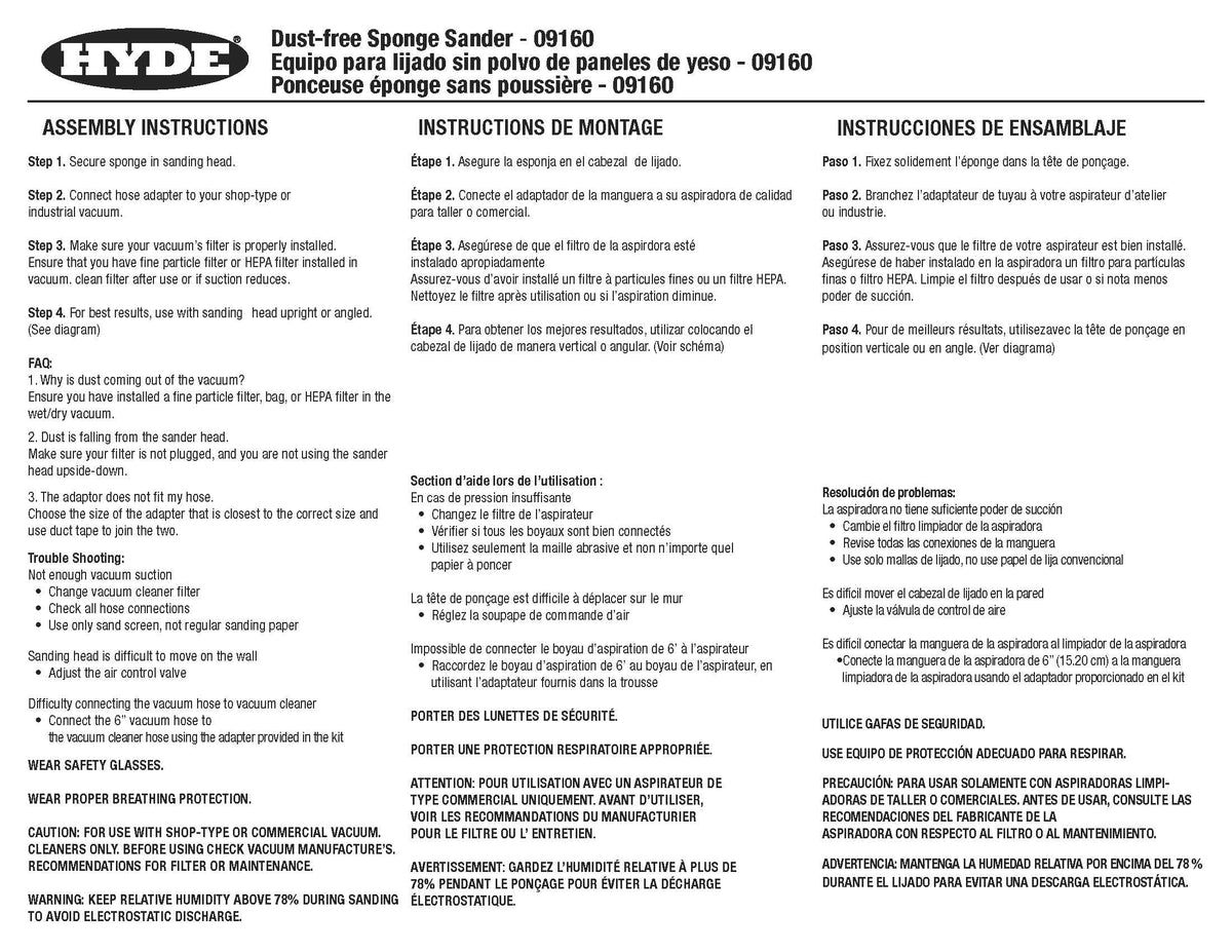 Hyde 9160 vacuum hose adapter and connectivity