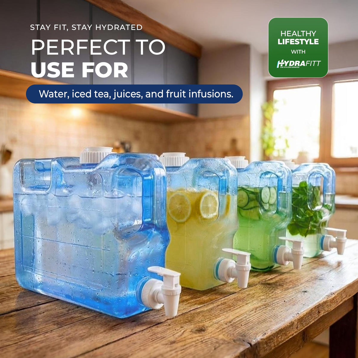 HydraFitt BPA-free clear body with measurement marks visible.