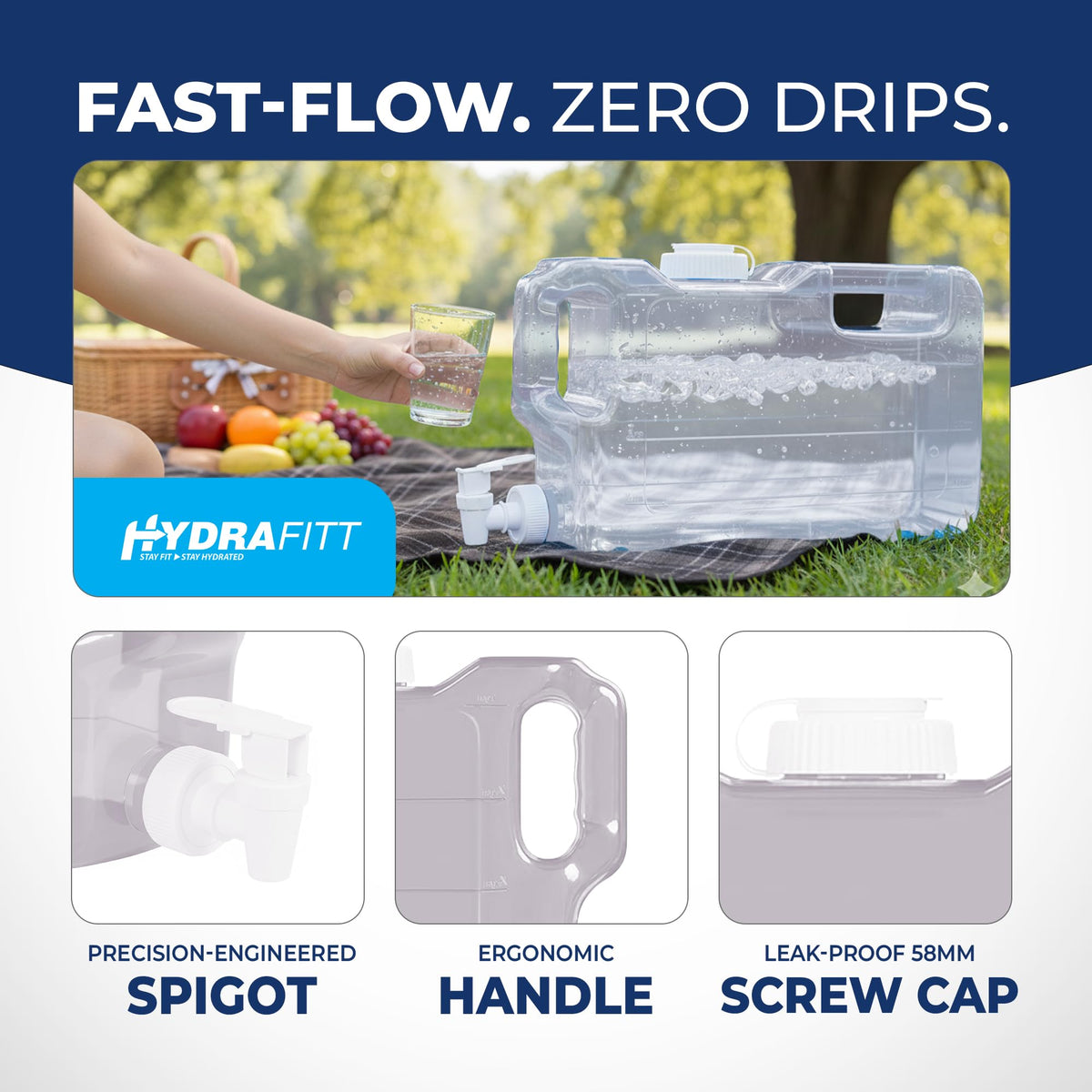 HYDRAFITT dual-handles enable easy carrying to home, office, or outdoors.