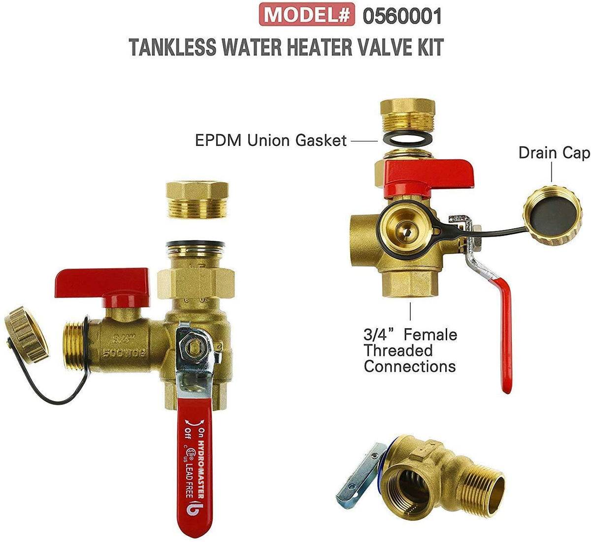 HYDRO MASTER color-coded handles simplify hot and cold line identification.