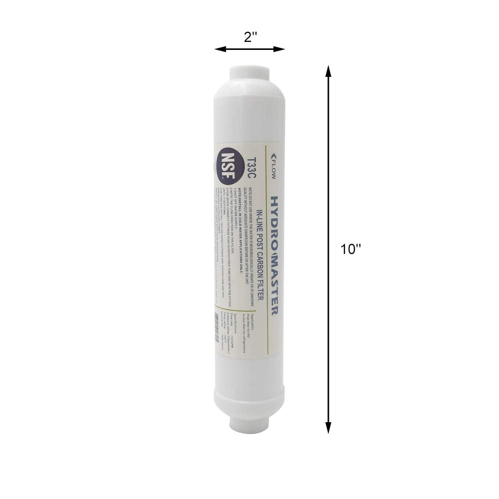 HYDRO MASTER filter measures 10x2 inches for standard inline setups