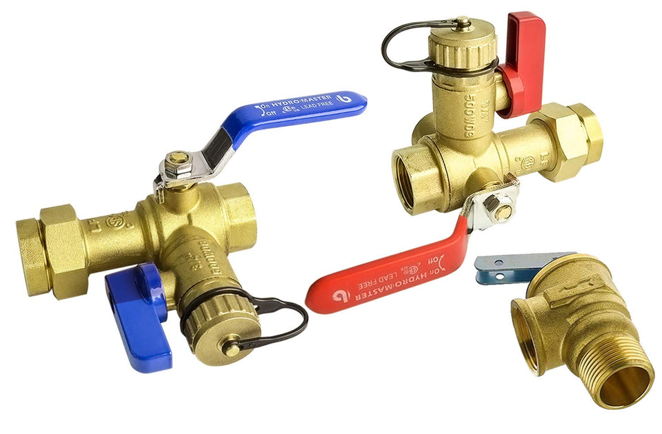 HYDRO MASTER tankless valve kit hot and cold isolation valves for easy maintenance.