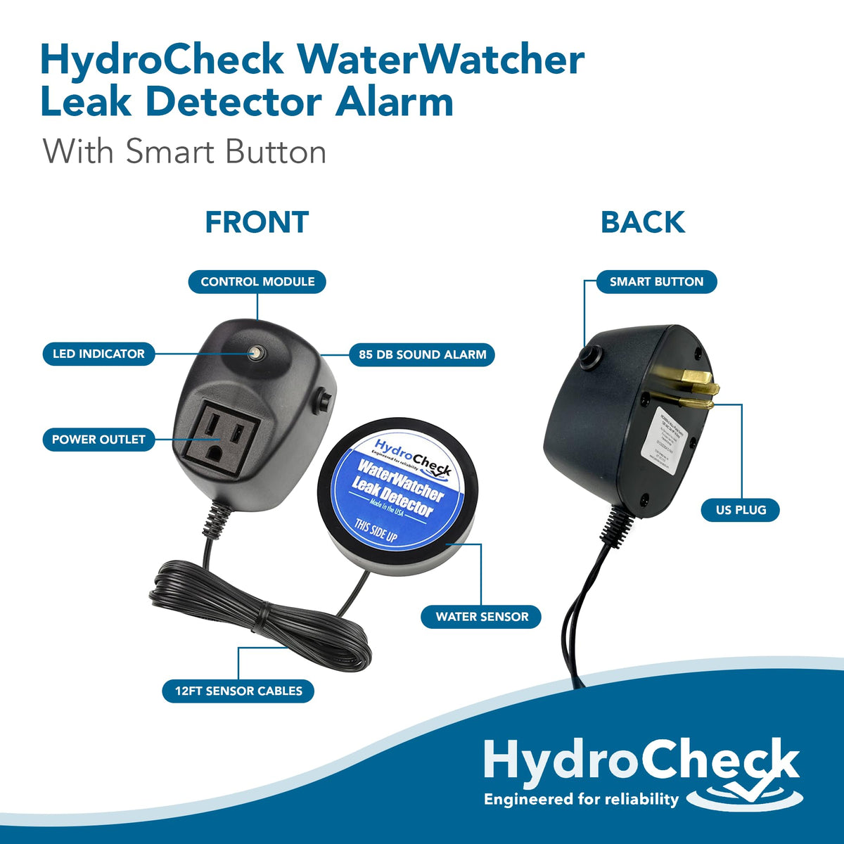 HydroCheck WaterWatcher with automatic shutoff protects appliances from flood damage.