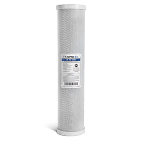 Hydronix CB-45-2005 coconut carbon block filter for whole-house use, improving water taste and odor.