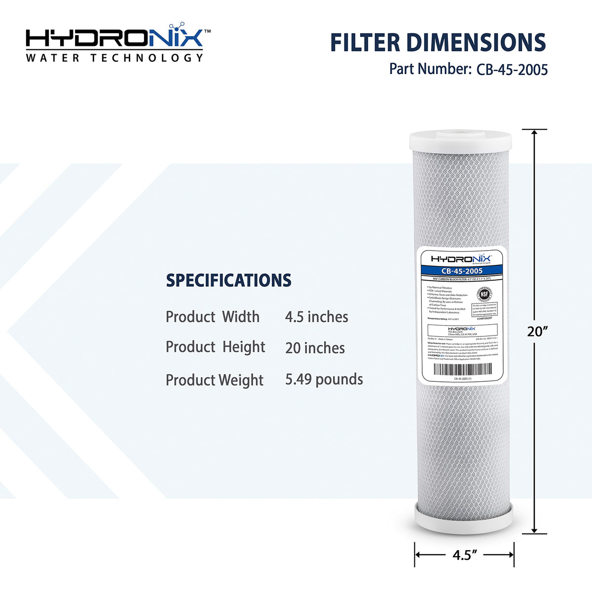 Hydronix CB-45-2005 filter netting keeping media contained during operation.