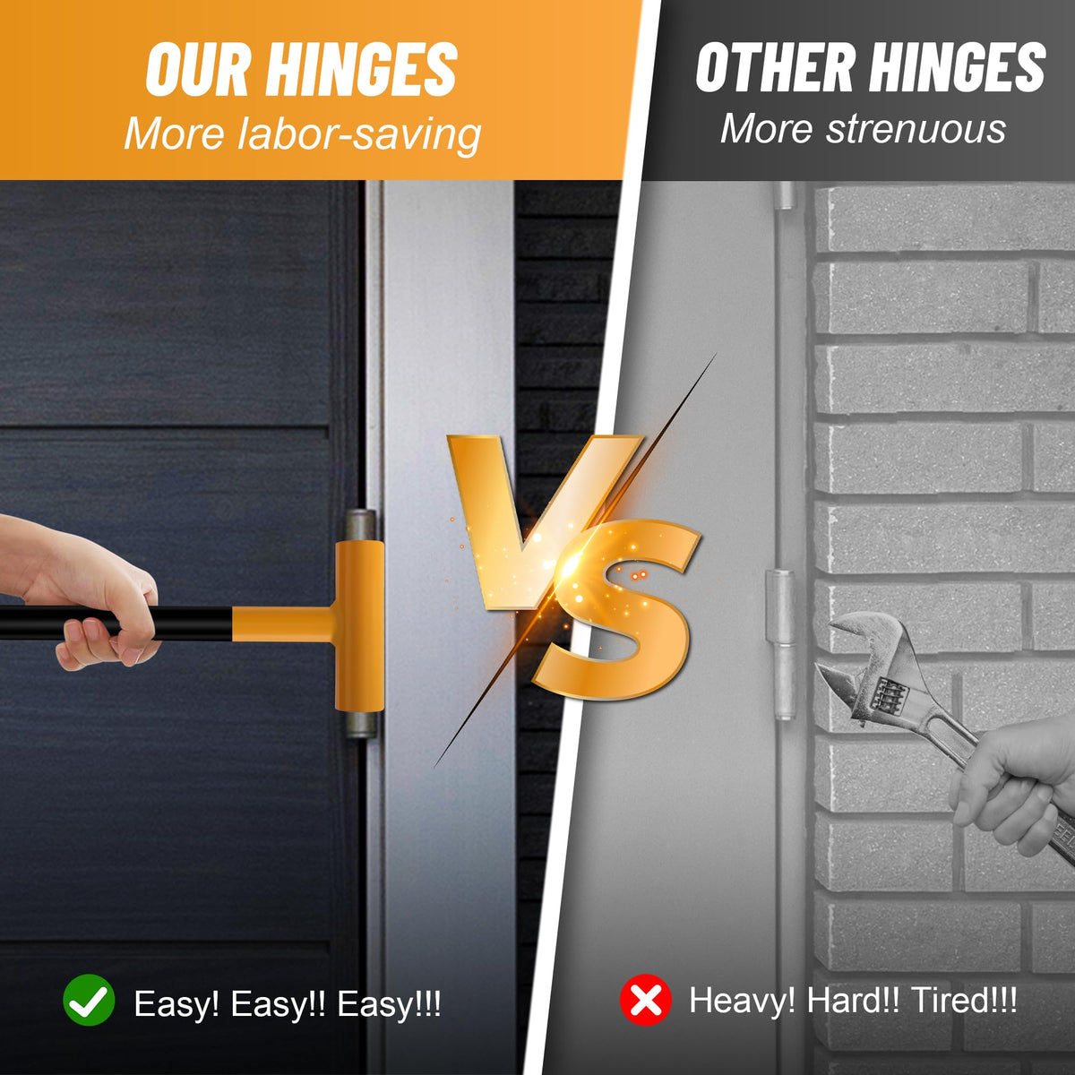 Hyfico door hinge wrench close-up with knuckle bender enabling precise hinge alignment.