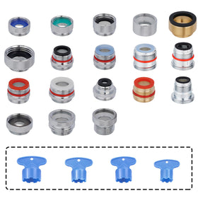 Hygie Rinse 18-piece adapter kit displayed for versatile faucet connections.