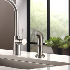 Durable ABS construction of Hygie Rinse sprayer head resists scratches and stains