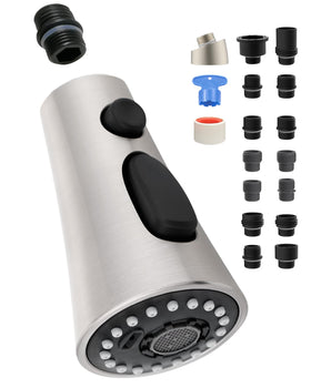 Hygie Rinse 3-function spray head in brushed nickel for versatile rinsing