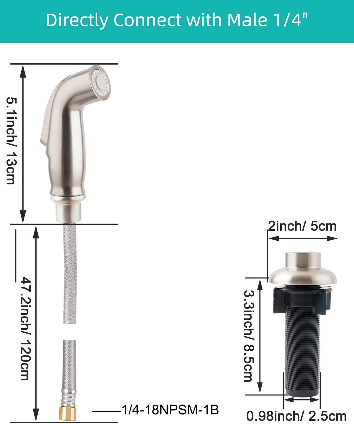 Hygie Rinse sprayer holder keeps the spray head within easy reach at the sink.