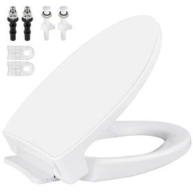 Hygie Rinse SS114 elongated seat with soft-close reduces bathroom noise.