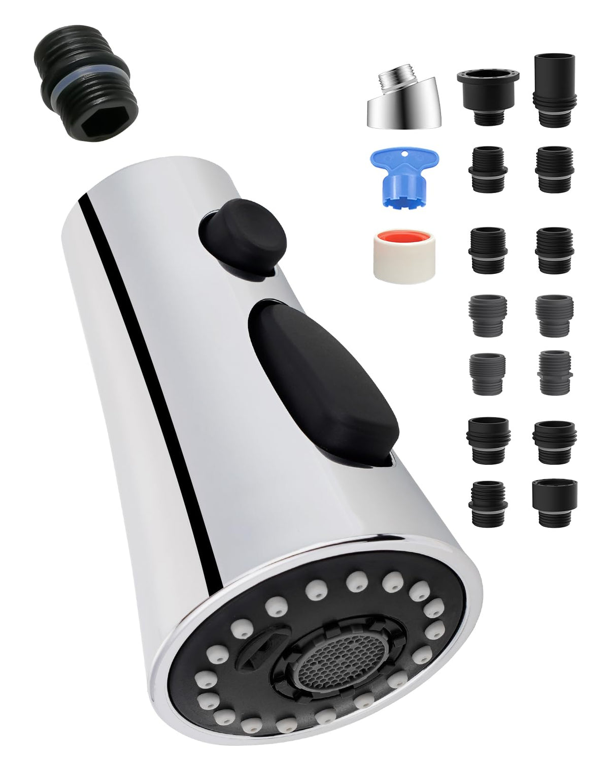 Hygie Rinse universal faucet head with 15 adapters for versatile compatibility