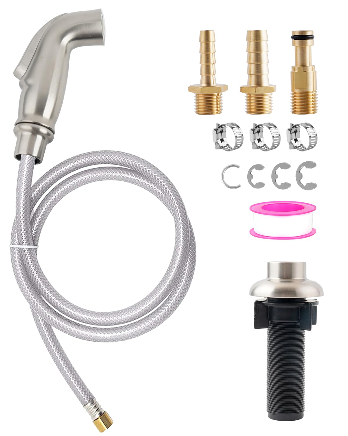 Hygie Rinse universal sink sprayer head for precise cleaning in tight kitchen corners.