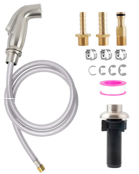 Hygie Rinse universal sink sprayer head for precise cleaning in tight kitchen corners.