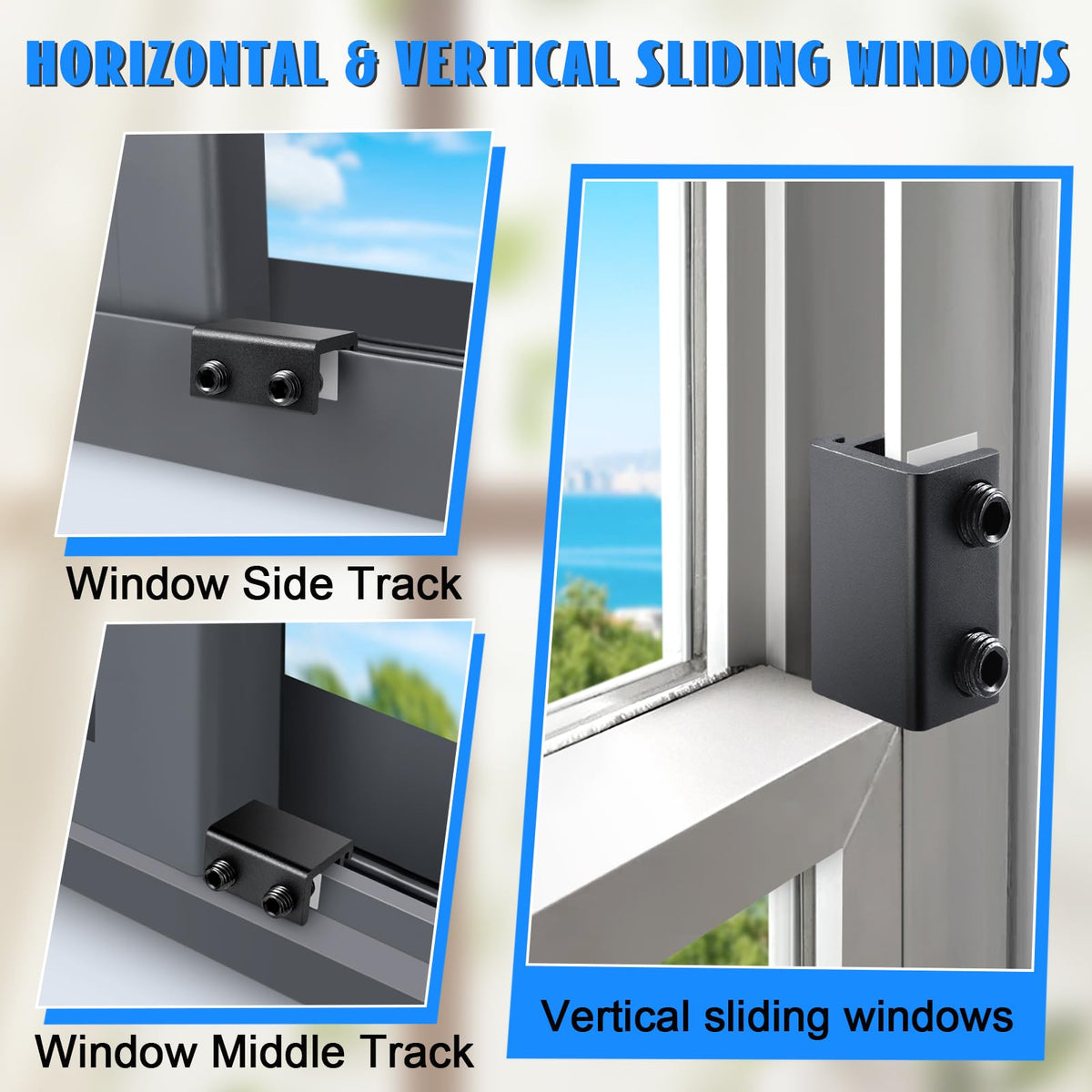 HYIEOU locks installed on vertical track for safer ventilation control.