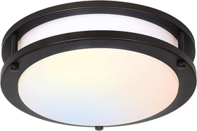 HyKolity 10 inch flush mount light with black frame and white diffuser for even illumination.
