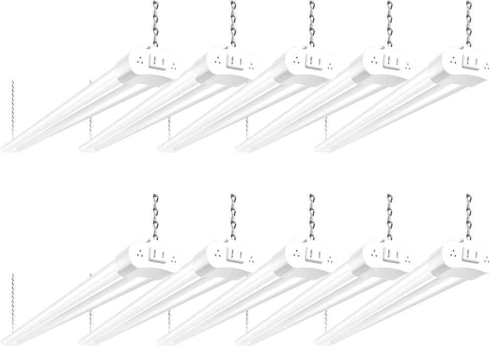Hykolity 10-pack 4ft LED light fixture brightens large workshops.