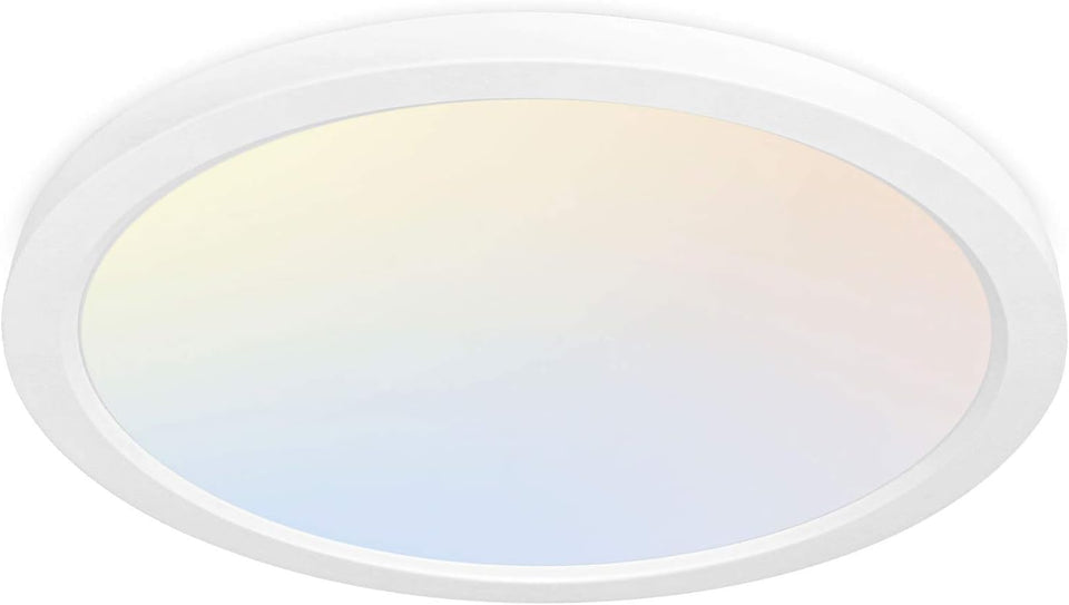 Hykolity 12-inch selectable CCT round panel light front view showing adjustable color temperature.
