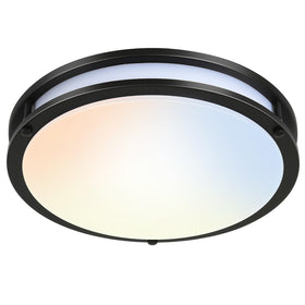 Hykolity 16in dimmable LED flush mount with oil-rubbed bronze diffuser for even lighting
