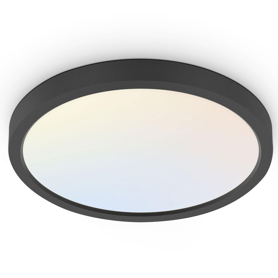 Hykolity 18-inch round LED panel with black finish delivers even illumination.