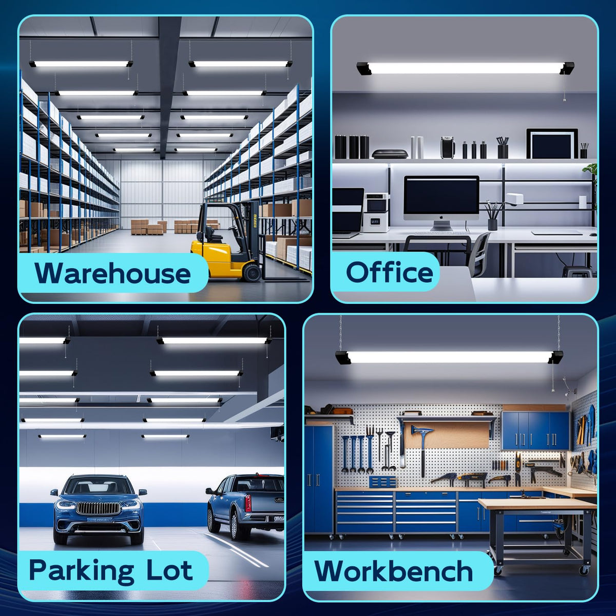 Hykolity 4ft LED shop light ideal for workshops and basements.