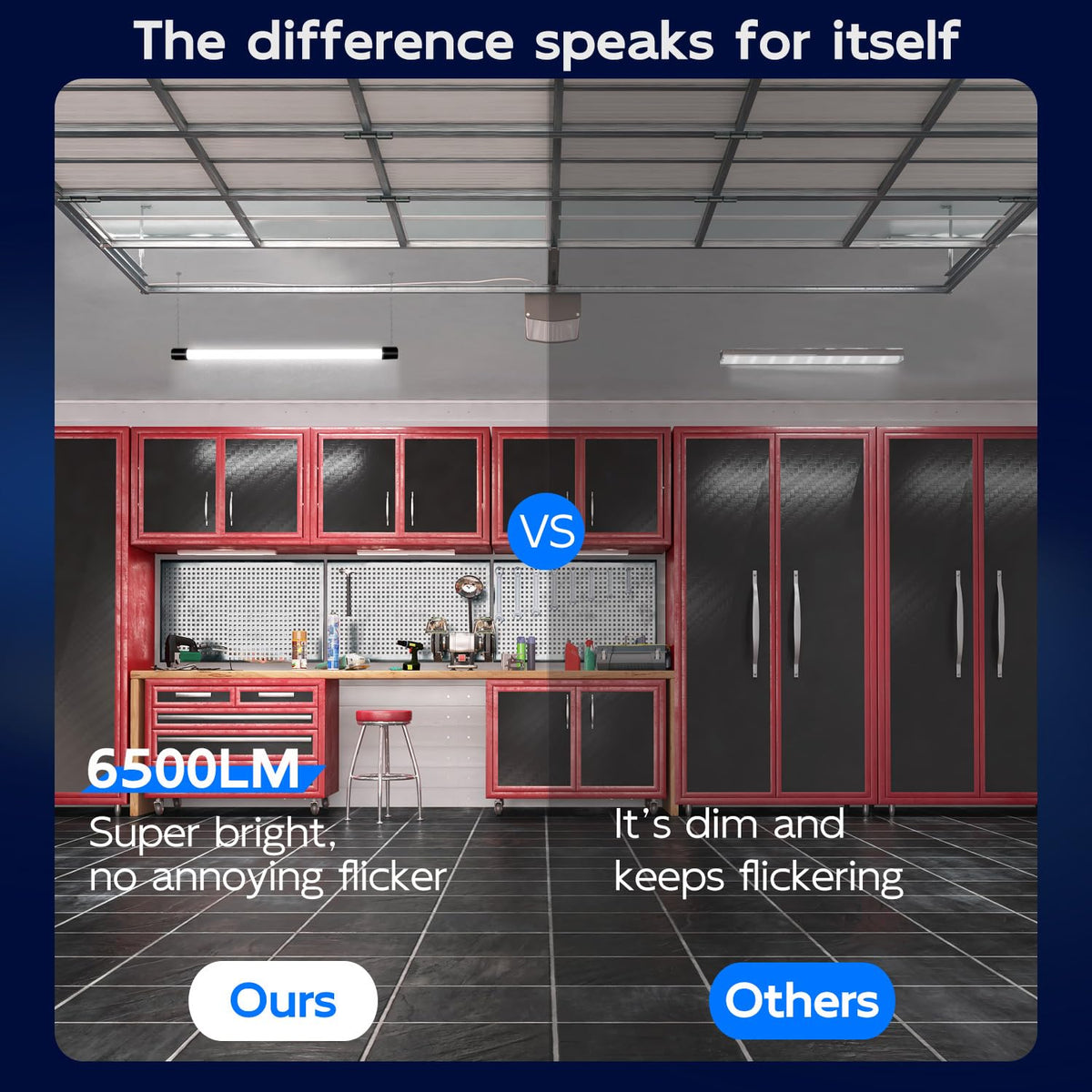 Hykolity 2-pack 4ft linkable light in workshop proves energy savings