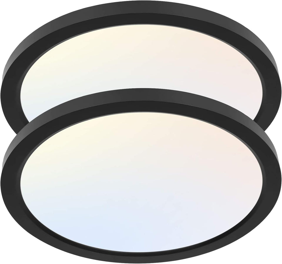 hykolity 2pack 12inch round flat panel light in black for sleek kitchen lighting