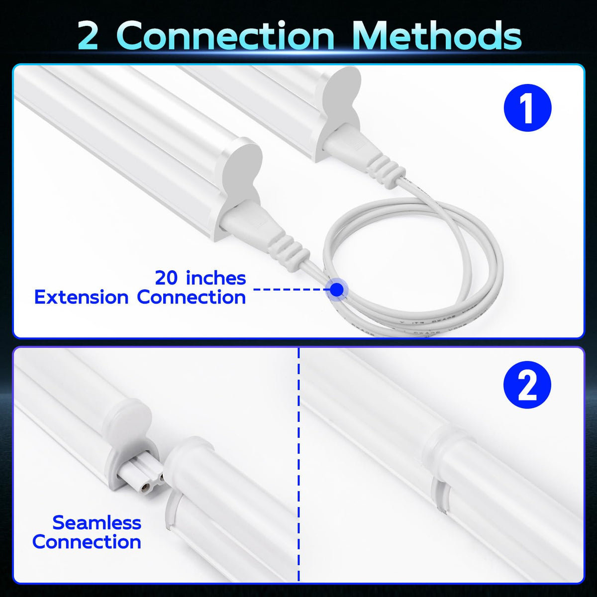 Hykolity 2-pack LED shop light 4ft built-in switch for easy control