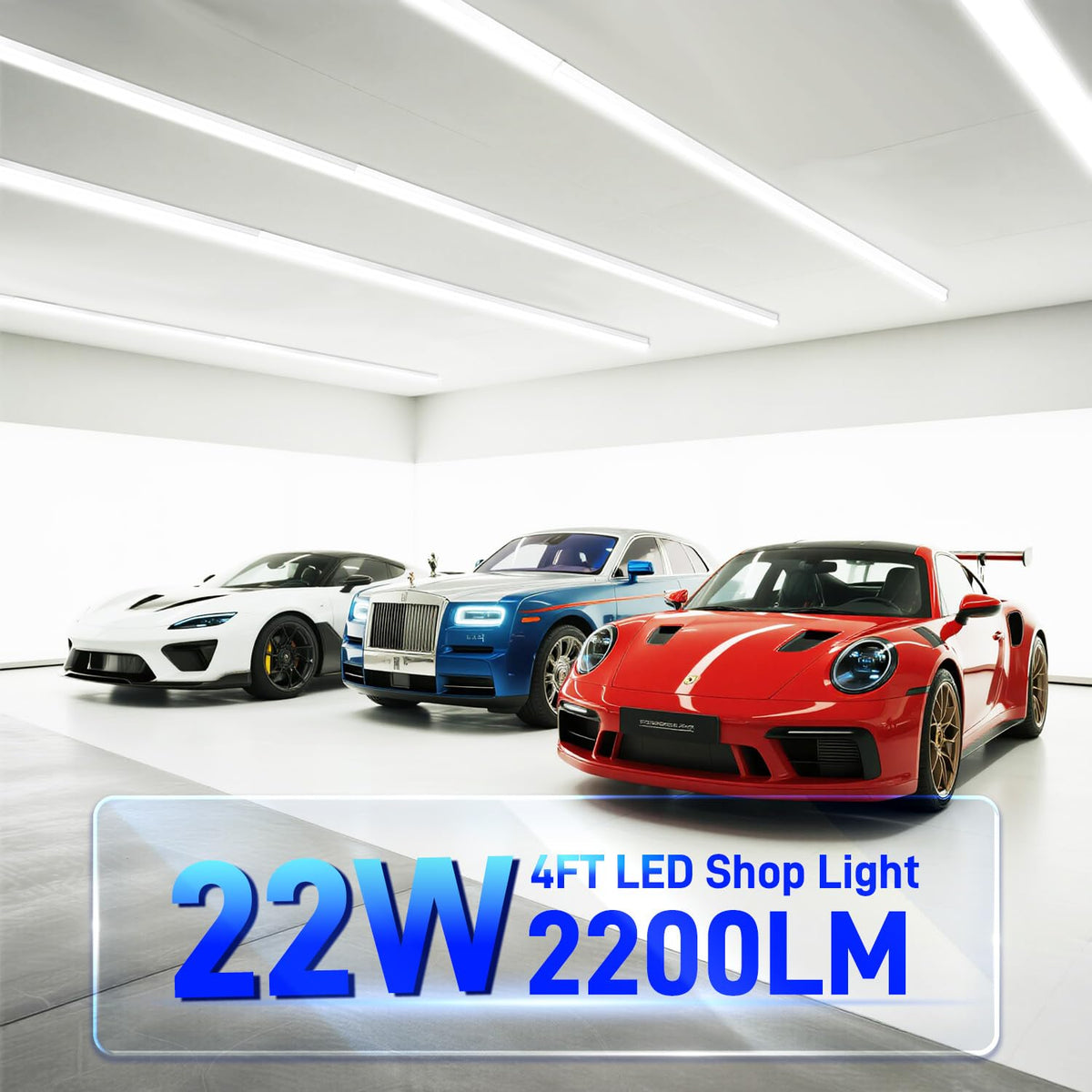 Hykolity 2-pack LED shop light 4ft side view for space-saving installation